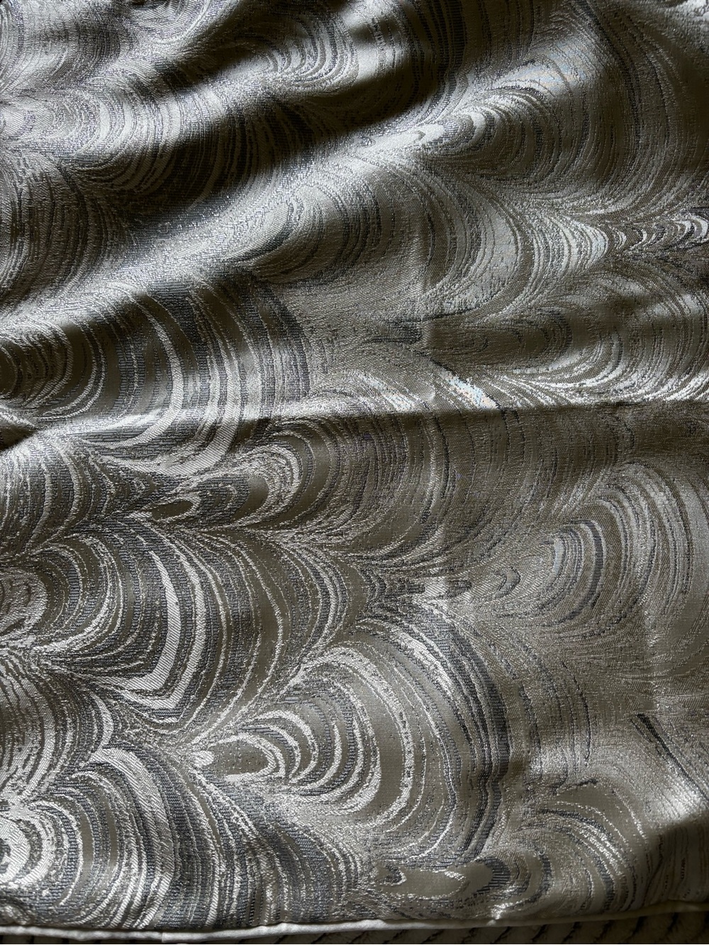 Elegant Silver Swirl Jacquard Throw Pillow Cover - Home Accents